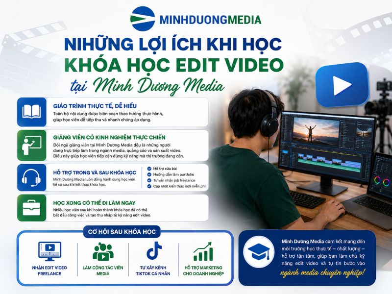 Lợi ích tham gia khoá học Edit Video chuyên nghiệp tại Minh Dương Media