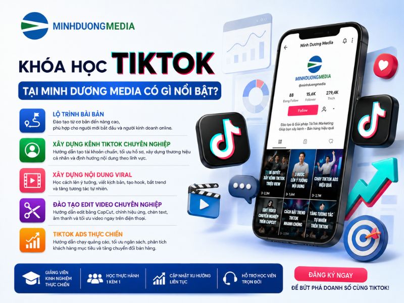 Nội dung khóa học quảng cáo TikTok tại Minh Dương Media