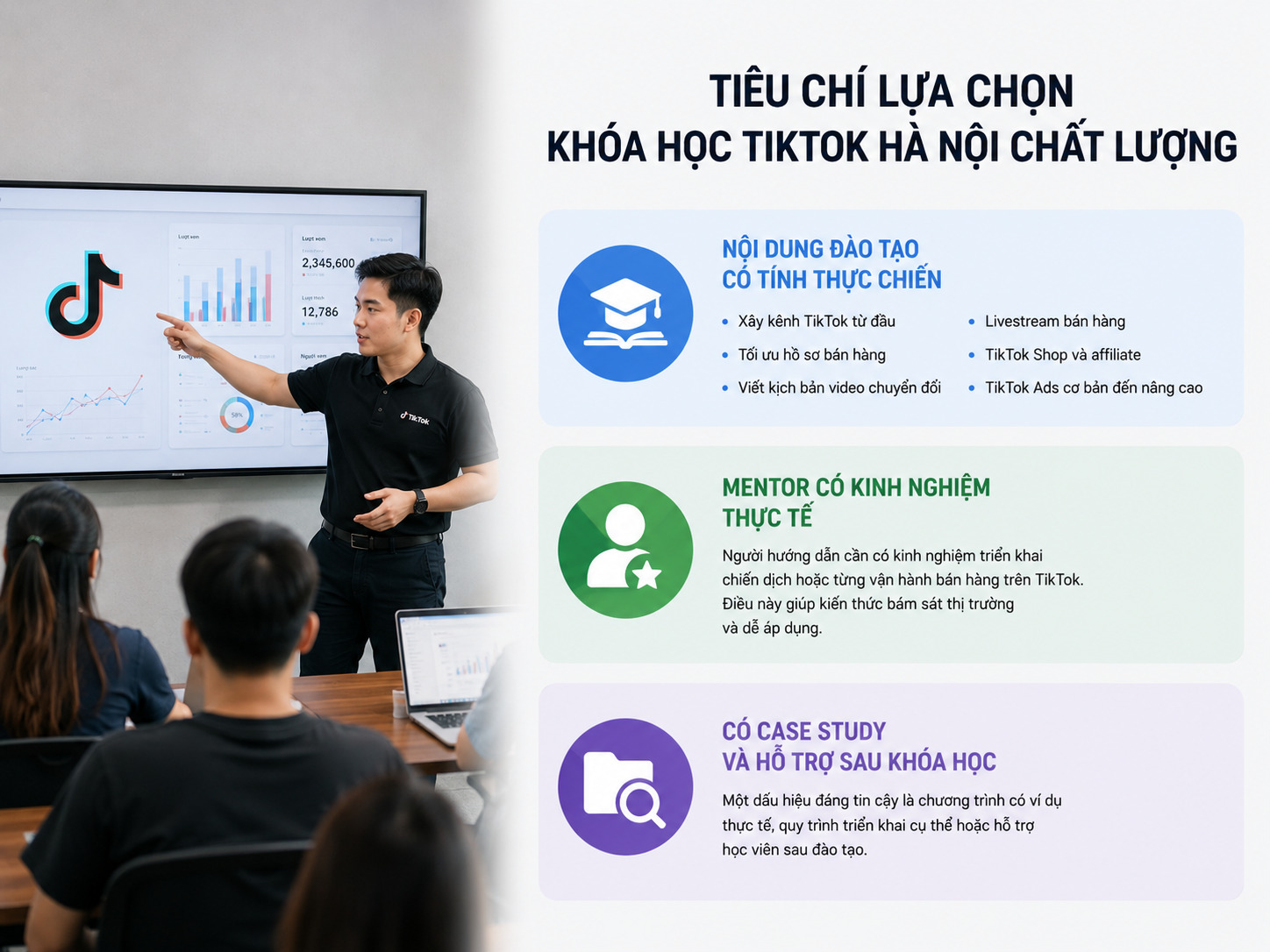 Tiêu chí lựa chọn khóa học TikTok Hà Nội chất lượng