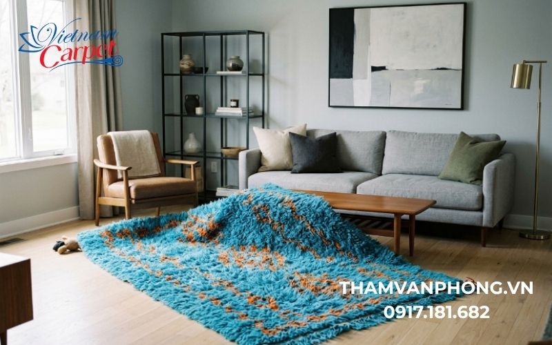 sai lầm cần tránh khi chọn thảm xù phòng khách