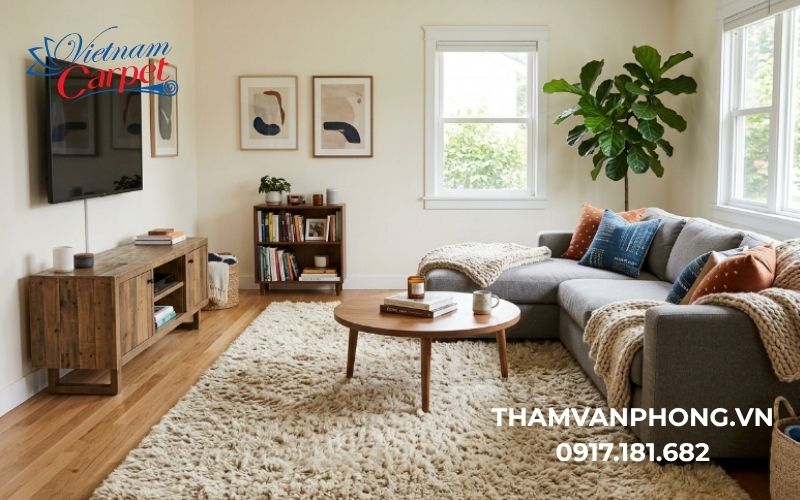 thảm xù phòng khách ngày càng được ưa chuộng