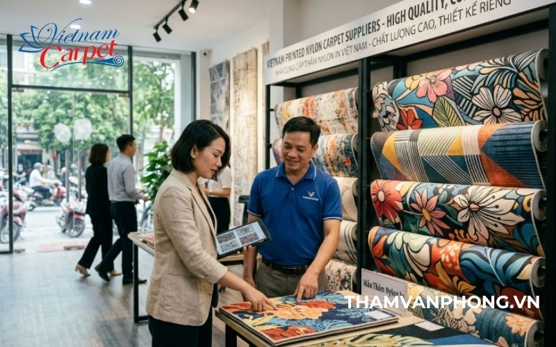 Lựa chọn đơn vị uy tín khi mua thảm nylon in