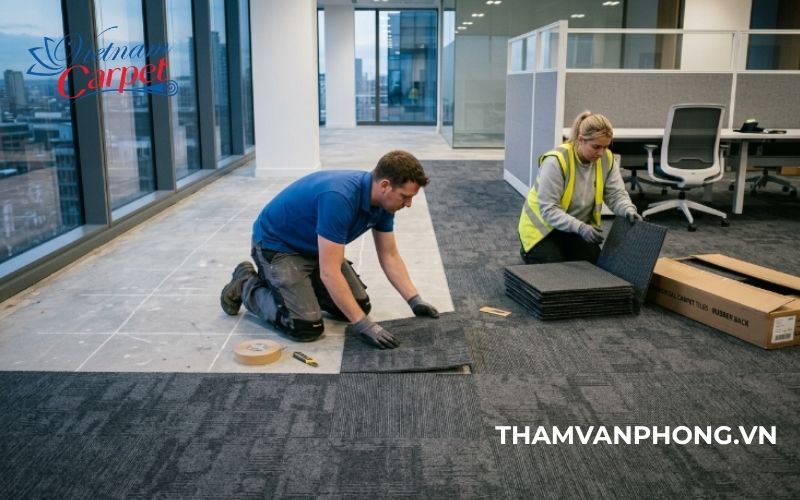 Thảm dễ thi công và dễ thay mới từng tấm