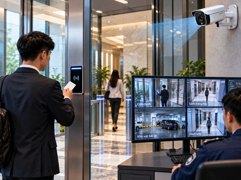 Access Control kết hợp camera an ninh trong tòa nhà