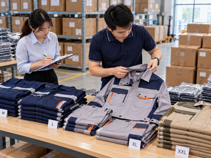 Kiểm tra quần áo bảo hộ trước khi nhận hàng