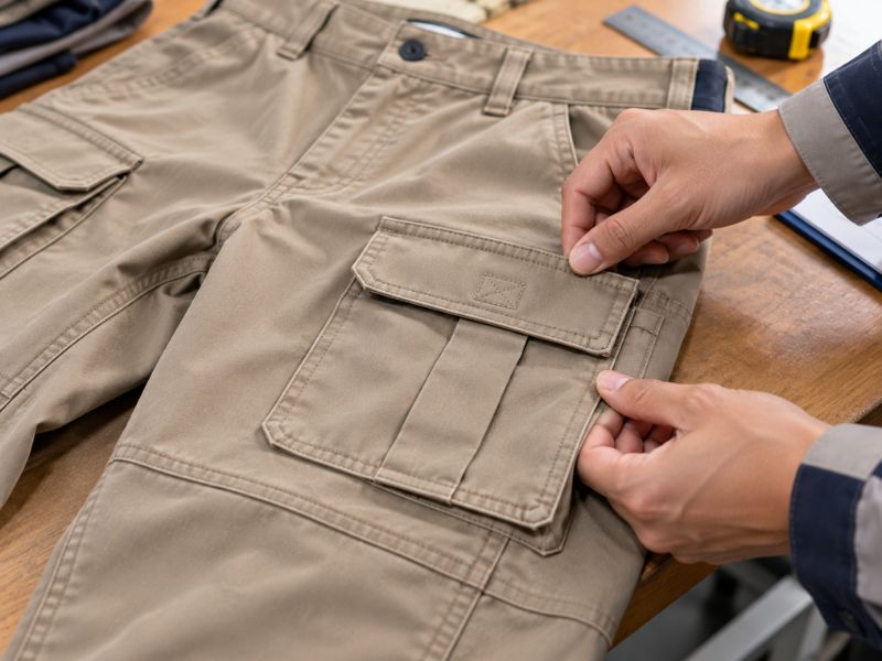 Kiểm tra quần bảo hộ nam túi hộp kaki