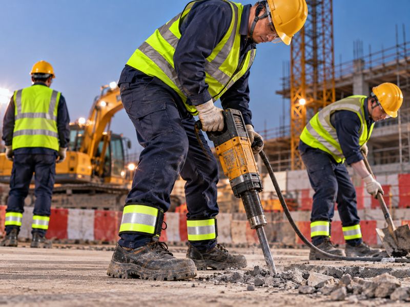 trang bị nịt chân bảo hộ tại công trường
