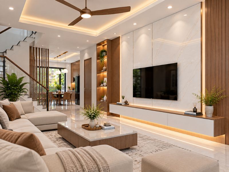 Ốp tường Nano phòng khách đẹp