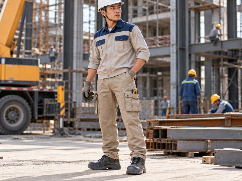 Quần bảo hộ nam túi hộp kaki cho người lao động