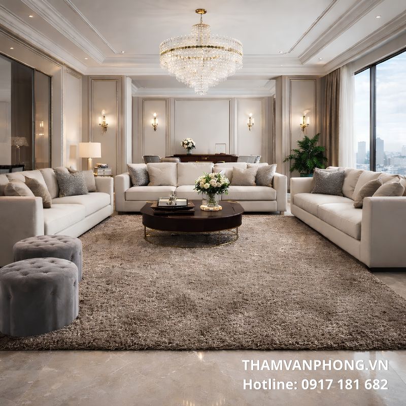 Thảm Lông Xù Cao Cấp Cho Phòng Khách Hiện Đại