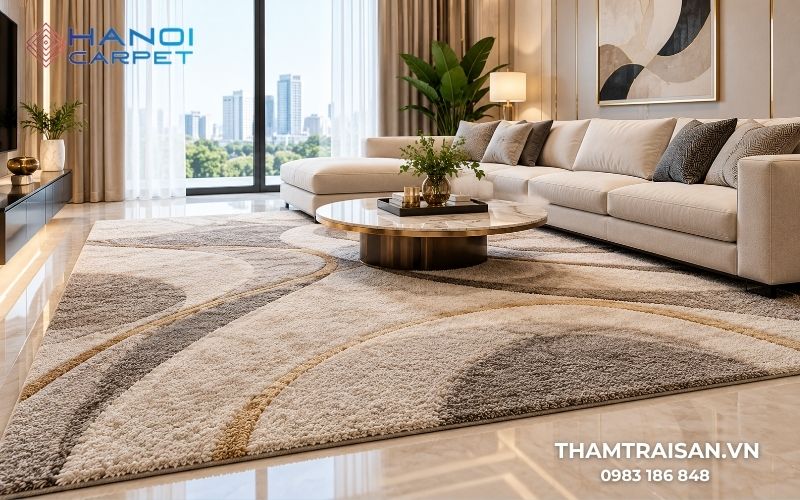 Chọn kích thước thảm trải phòng khách phù hợp với không gian